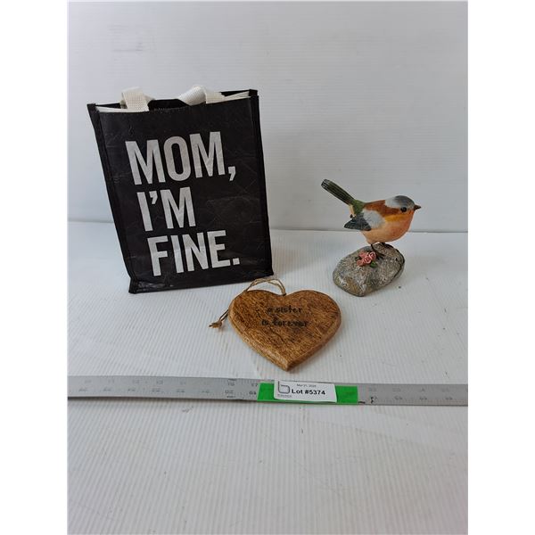Resin Bird Figurine with Sound- Working, Sister Wood Decor, Reitman's Bag
