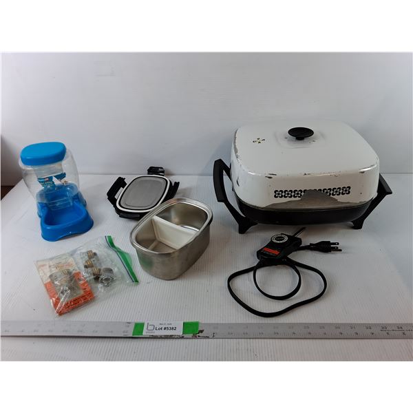 Electric Skillet- Powers On, Plastic Pet Food Dispenser, Stainless Steel Food Containers, Misc-PU