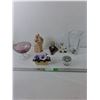 Image 1 : Glass Footed Bowl, Vase 8", Ceramic Couple FIgurine, Misc. As Is - PICK UP