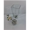 Image 2 : Glass Footed Bowl, Vase 8", Ceramic Couple FIgurine, Misc. As Is - PICK UP
