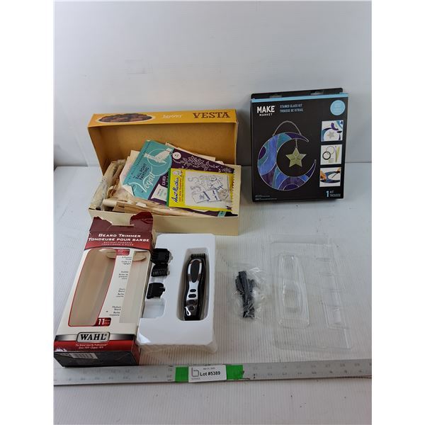 Beard Trimmer- May Require New Batteries, Stained Glass Kit- As Is, Iron Transfer Patterns