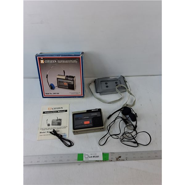 Vintage Citizen AM/FM Radio/Cassette Player/Recorder- Powers On