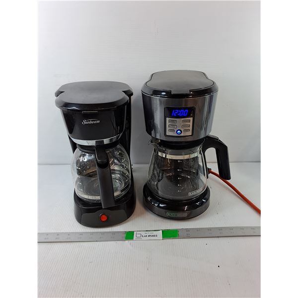 (2) Coffeepots- Sunbeam (Requires Repair on Power Button) & Black & Decker- Powers On -PU