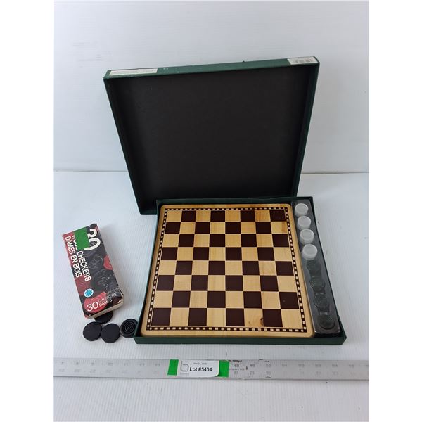 Wooden Checker Board & Checkers