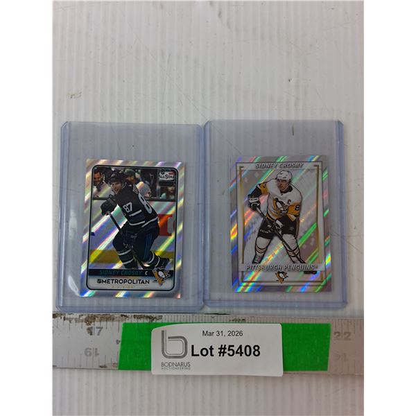 (2) Sidney Crosby Topps Sticker Album Cards- Cannot Authenticate