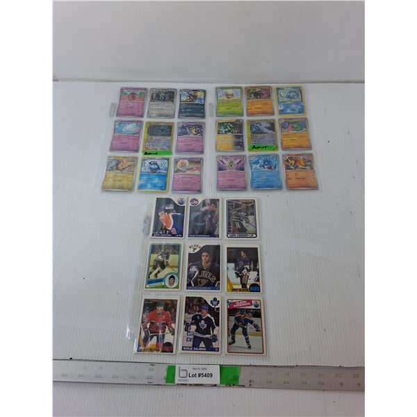 (3) Pages of Pokemon & Hockey Cards- Some Reprints, Cannot Authenticate