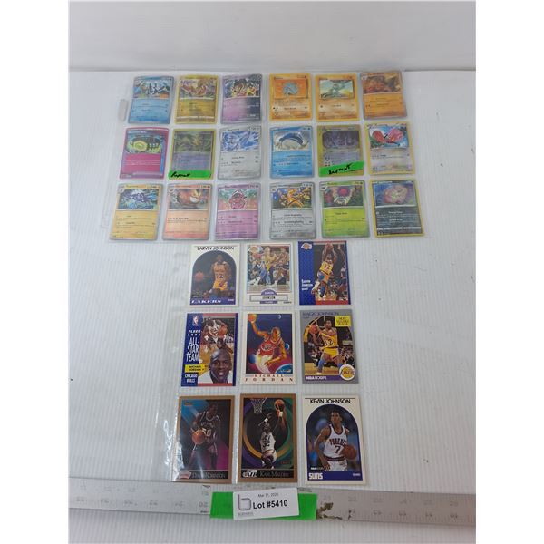 (3) Pages of Pokemon & Basketball Cards- Some Reprints, Cannot Authenticate