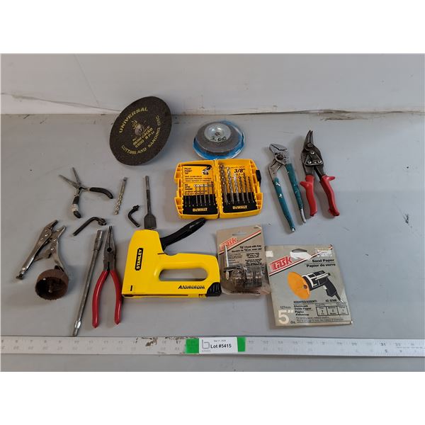 Staple Gun, 1/2" Chuck with Key, Drill Bits, Misc.