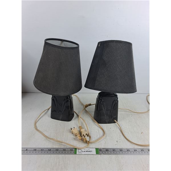 (2) Black Lamps - One Powers On, H 14" - PICK UP ONLY