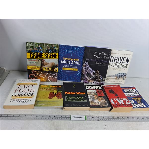 (10) Assorted Books- Fast Food Genocide, Water Wars, CW2
