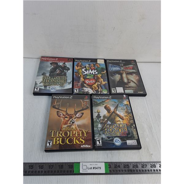 (5) PlayStation 2 Games: Medal Of Honour, The Sims, Trophy Bucks, Mis