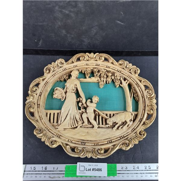 Victorian Style Chalkware Plaque