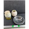 Image 1 : (2) Ceramic Handmade Vases, Metal Serving Plate