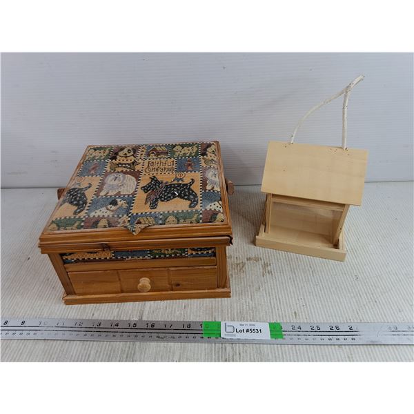 Vintage Sewing Box 10" x 10" x 5", Wooden Bird House