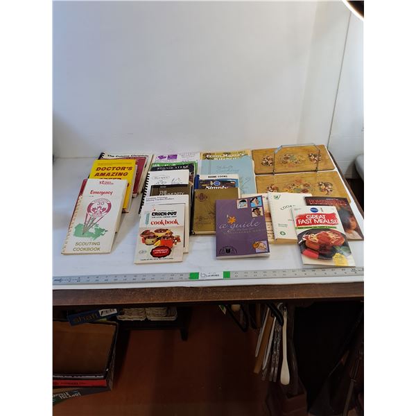 Books  - Assorted  - Cookbook, Local Vintage, Wooden Folding Tray, Misc.