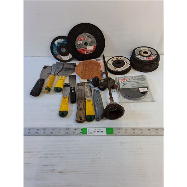 Assorted  - Grinder / Zip Discs (Cutting), Scrapers,  Misc.