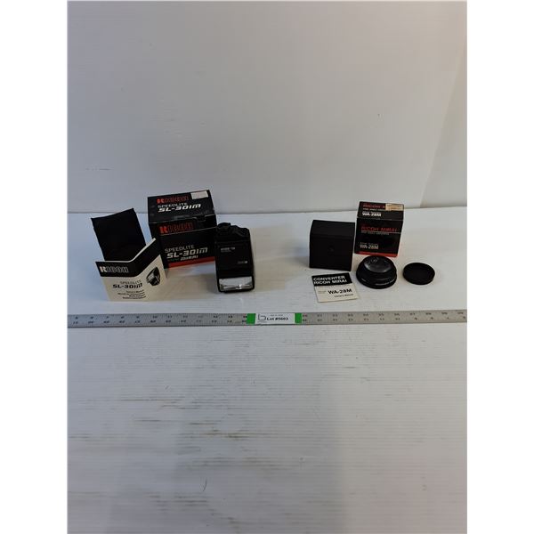 (2) Ricoh - (1) Flash SL-301M (1) Wide Angle Converter WA-28M