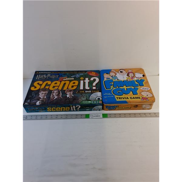 (2) Board Games  (1) Harry Potter Scene It (1) Family Guy Trivia - As Is