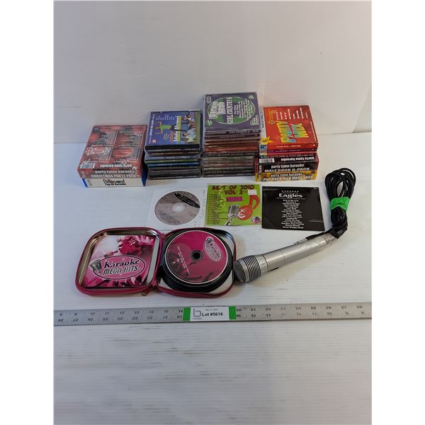 Karaoke  - Assorted CD's / Microphone  -  As Is