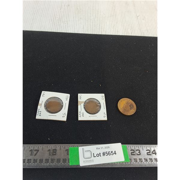 Antique Canadian "One Cent" Coins- 1917 &1920