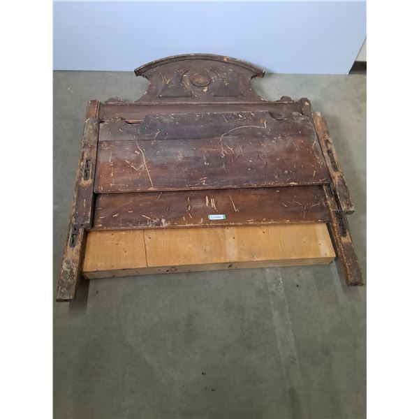 Circa Pre-1940's Wooden Bed Frame - No Rails 64" High Head x 54" Width - Cannot Ship