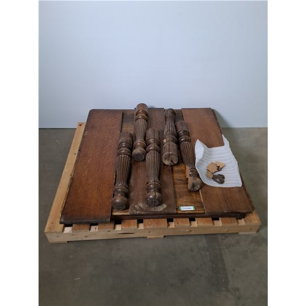 Vintage Wood/Metal Table w/5 Legs & 3 Leaves - 41" x 41" x 24" - Needs Some Repair - Cannot Ship