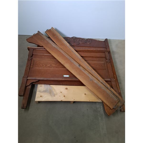 Pre-1940 Oak Bed Frame - 5' High Head x 55" Width x 71" Length Rails - Cannot Ship