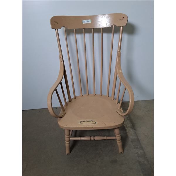 Pre-1880 Windsor Hoop-Back Rocking Chair - Missing Runners - 39" High - Cannot Ship