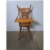 Image 1 : Pre-1950 Pressed-Back Wooden High Chair - 40" High Back - Cannot Ship
