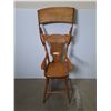 Image 2 : Pre-1950 Pressed-Back Wooden High Chair - 40" High Back - Cannot Ship