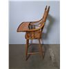 Image 4 : Pre-1950 Pressed-Back Wooden High Chair - 40" High Back - Cannot Ship