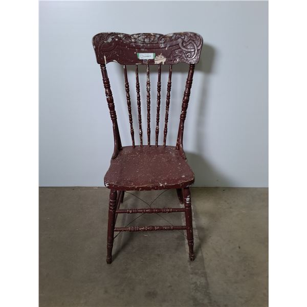 Circa 1917 Wooden Dining Chair - 38" High Back - Cannot Ship