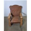Image 1 : Circa 1915 Leatherette Arts & Crafts Rocking Chair - 28" Runners, 37" High Back - Cannot Ship