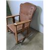 Image 2 : Circa 1915 Leatherette Arts & Crafts Rocking Chair - 28" Runners, 37" High Back - Cannot Ship
