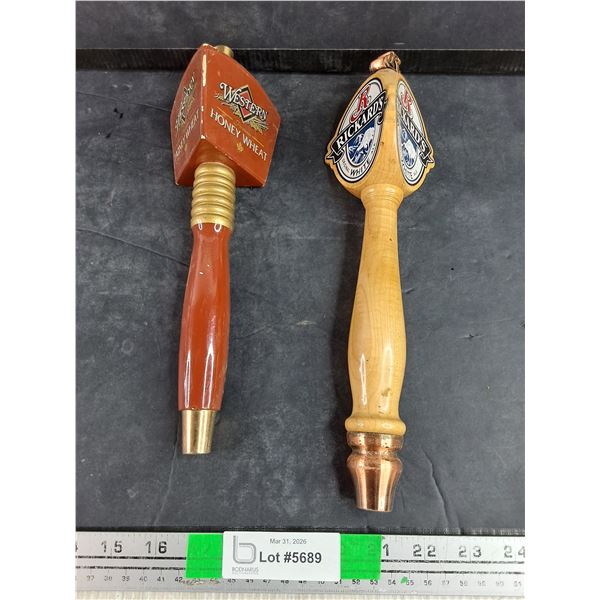 (2) Wooden Beer Taps - Western & Rickards