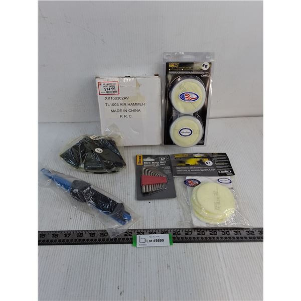 New Assorted Hand Tools (Air Hammer Kit, Tire Tube, Air Filters, Hex Key Set, Saw)