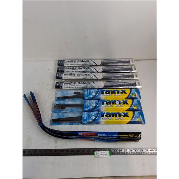 (7) NIB 18" Winter Windshield Wiper Blades, (2) Press On Door Trim Kits