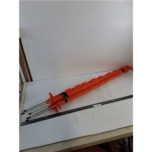 (6) Orange Spiked 4' Fence Posts - Cannot Ship