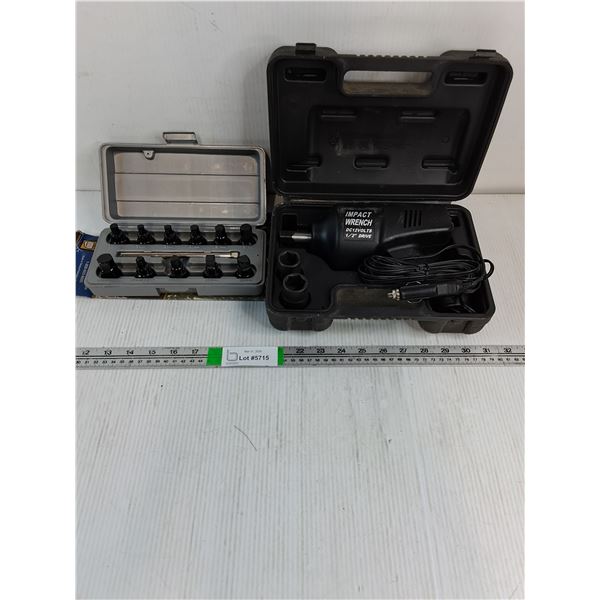 12 Volt Impact wrench (untested) and 12 pc. Drain Plug Keys