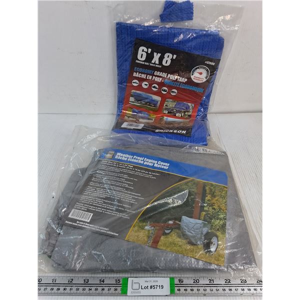 (1) 6x8 Economy Grade Tarp and Weather Proof Engine Cover