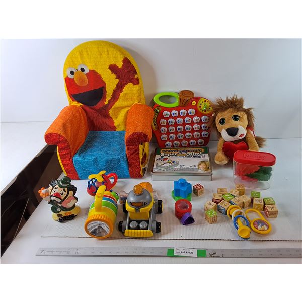 Elmo Toddler Chair 20" Tall, Interactive Alphabet Game- Powers On, Wood Blocks, Misc. Cannot Ship