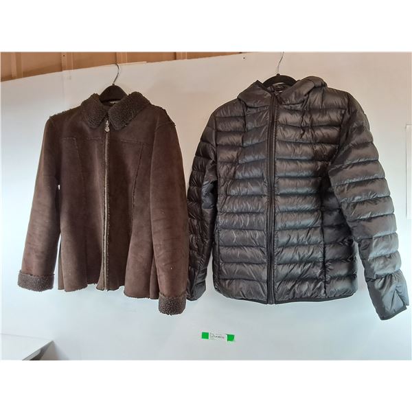 Women's Suede Jacket- M & Puffer Jacket- L
