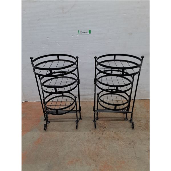 (2) Metal 3-Tier Fold-Out Plant Stands - 19" Highest -PICK UP ONLY