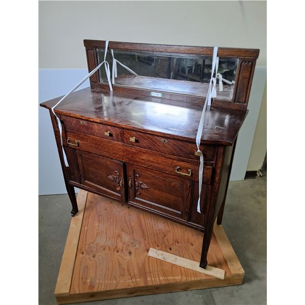 Antique Solid Wood Side Board - 48x21x39" - Loose Mirror 13" High - PU Only