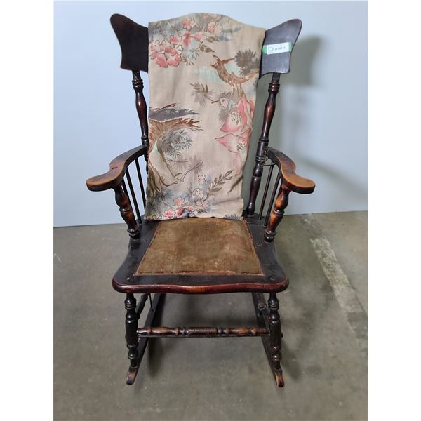 'Circa 1930's' Wooden Cushioned Rocking Chair - 36" High Back, 30" Runners - PU Only