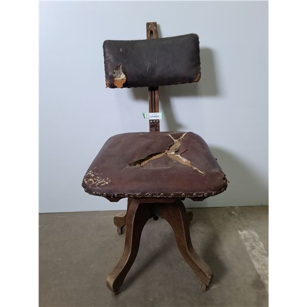 'Circa 1910' Adjustable Stenographer Chair - 35" High Back, As is - PU Only