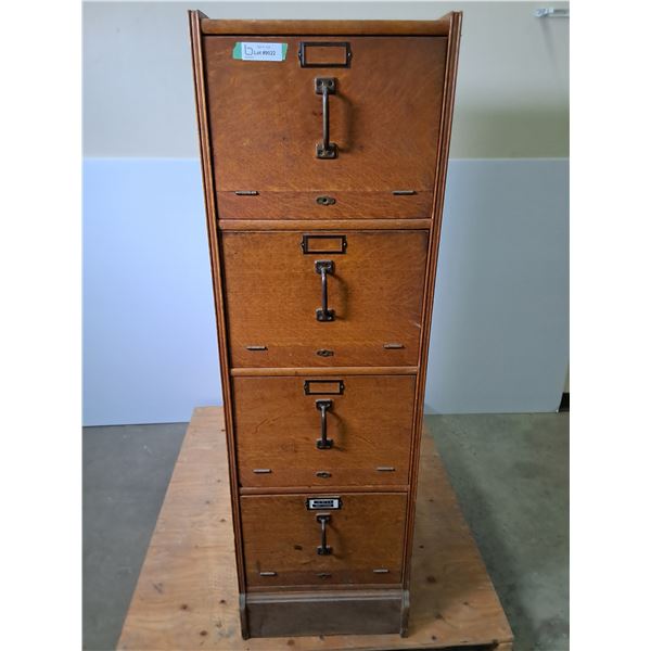 Vintage Wooden 4-Drawer File Cabinet - 58x21x18" - PU Only
