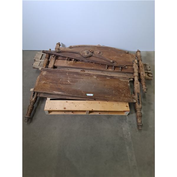 'Circa Pre-1950' Unassembled Double Size Wooden Bed Frame - Some Repair Needed - PU Only