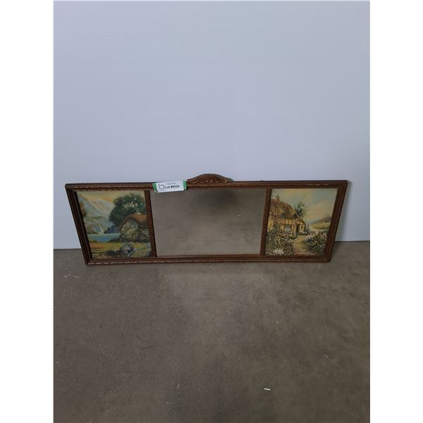 'Circa 1925' Wall Mirror Featuring Pictures of European Cottages - 28" x 11" - PU Only