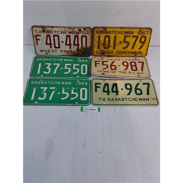 (6) Saskatchewan License Plates Featuring Pair of 1969